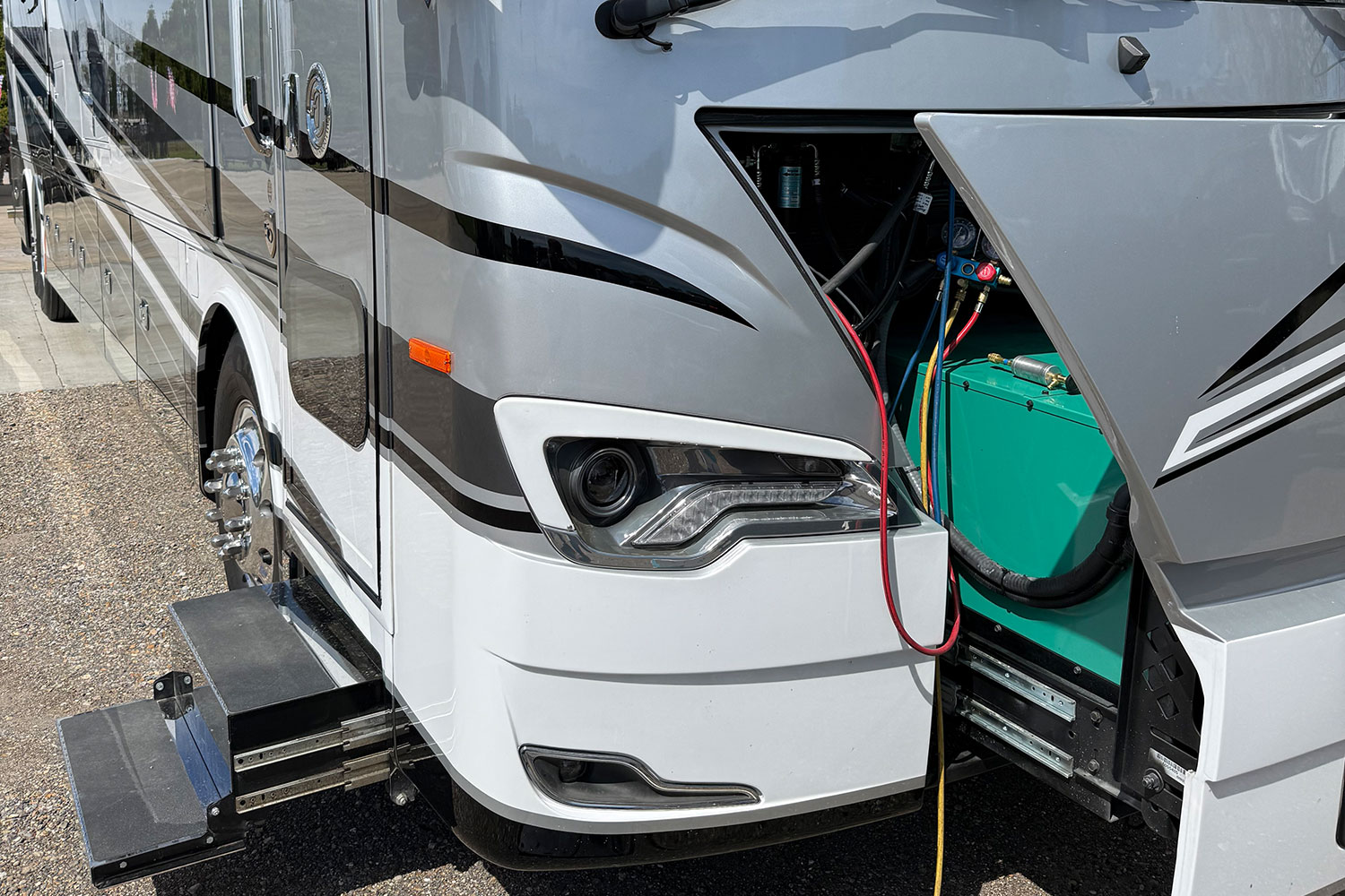 Motor home in for chassis and engine service